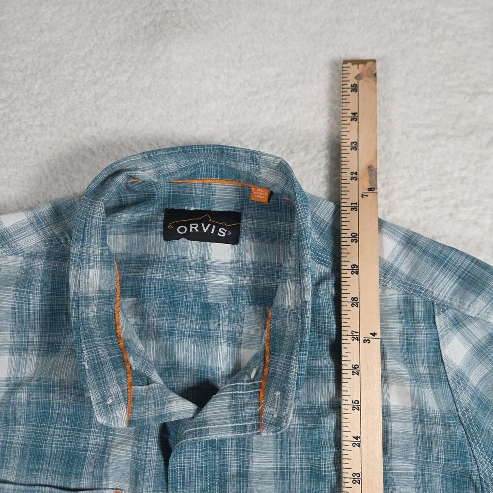 Orvis Men's Shirt Size Large‎ Blue Plaid Long Sleeve Button Front Chest Pocket - Picture 7 of 9